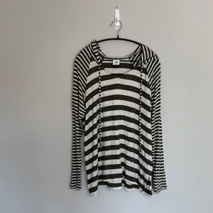 CAbi Striped Long Sleeve Top - hooded draw string small